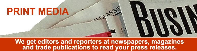 press releases sent to journalists at print, broadcast and online media